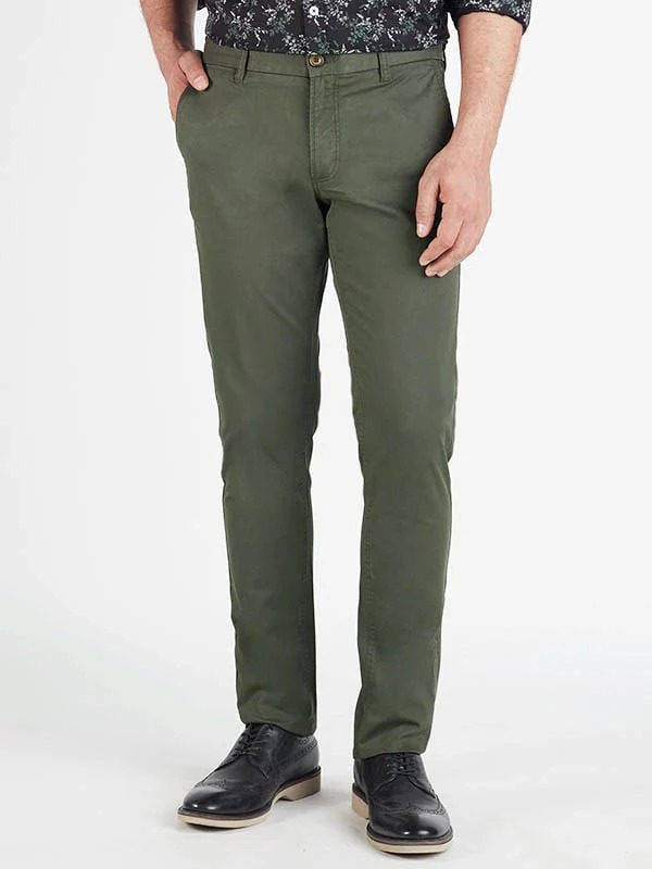 Indian Terrain Men's Slim Fit Solid Green Trousers